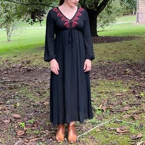 Red Embroidered Maxi Dress